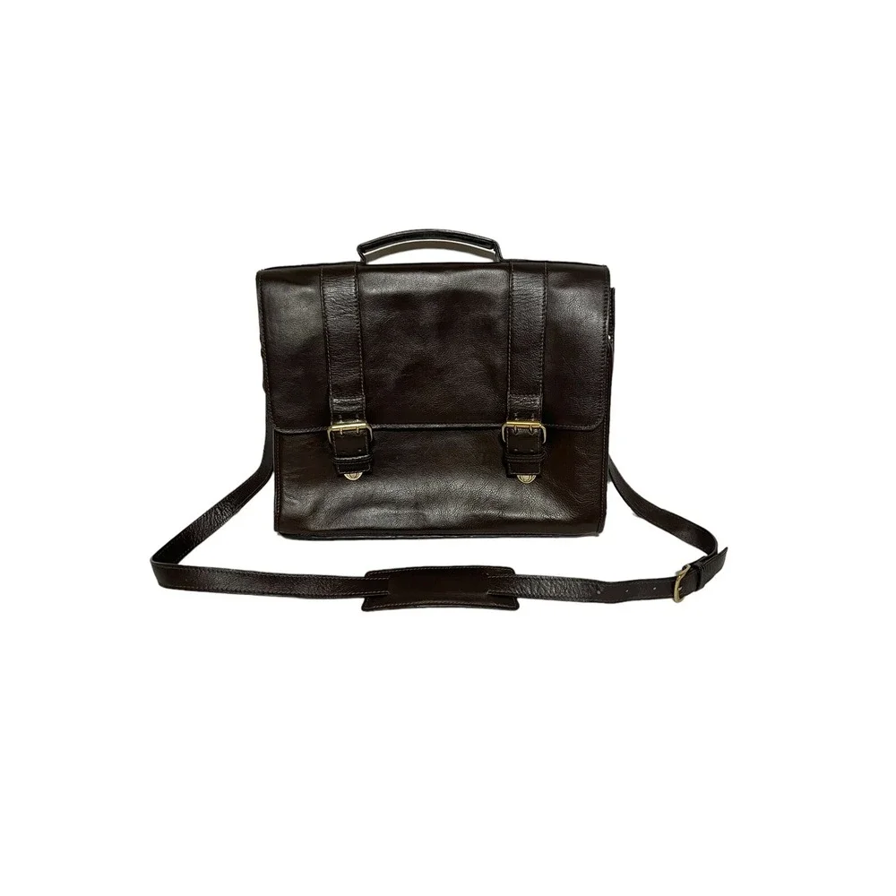 Hidesign Genuine Leather Messenger Briefcase Laptop Bag - Gorgeous Walnut Color